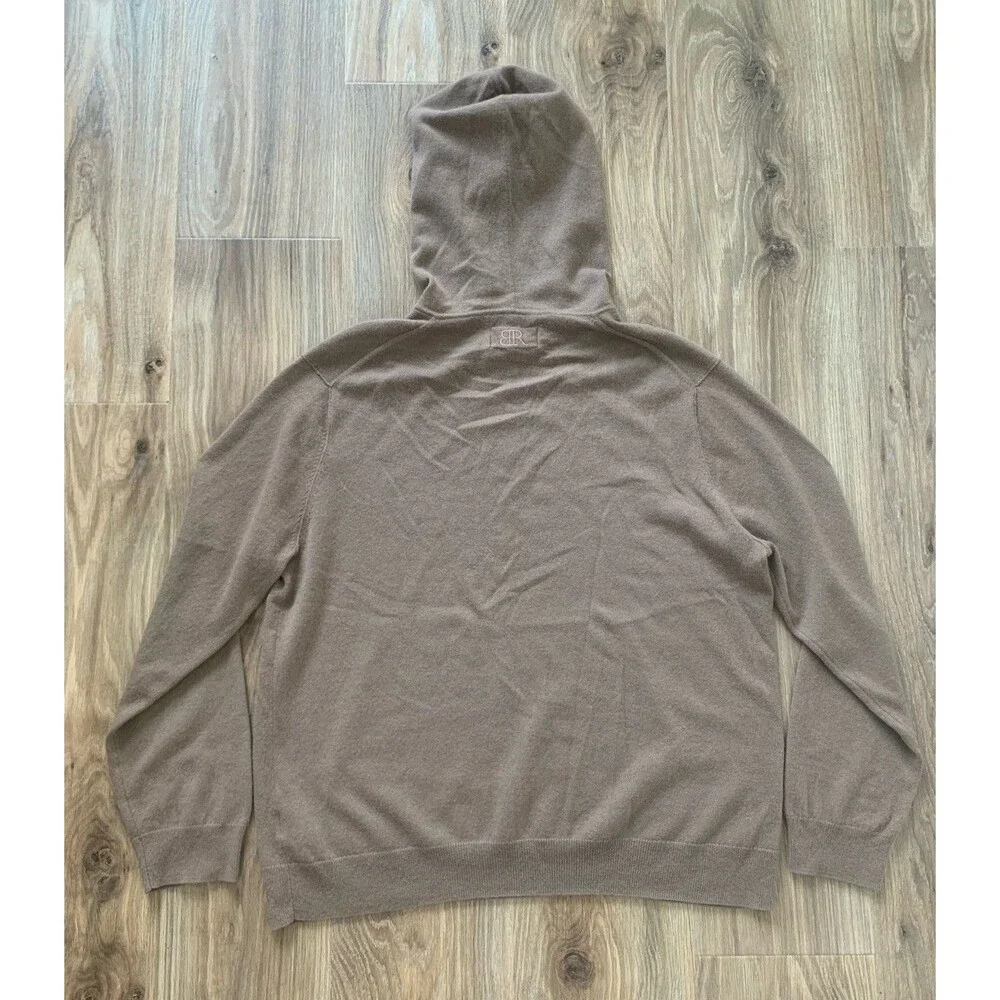 Banana Republic Mens XXL 100% Cashmere Hoodie Sweater Brown Pullover Quiet Lux